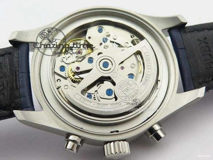 MIROTIME 1225 Pilot Chrono SS IW387809 ZF 1:1 Best Edition Silver Dial Blue Numbers On Blue Leather Strap A Lightweight 7263